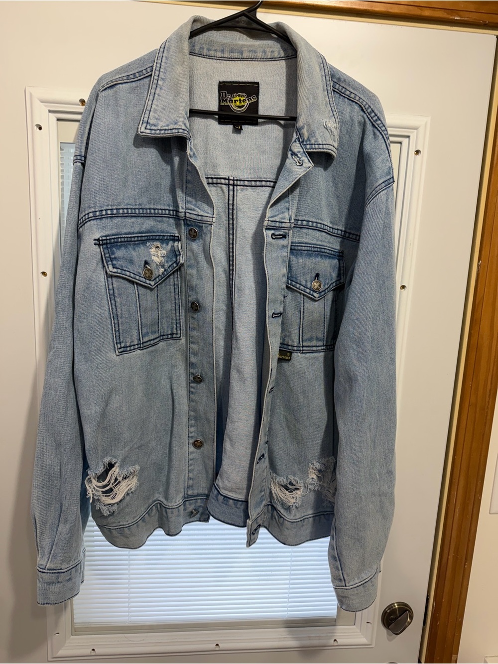 Dr. Martens vintage Light Blue Distressed Denim Jacket- flawed